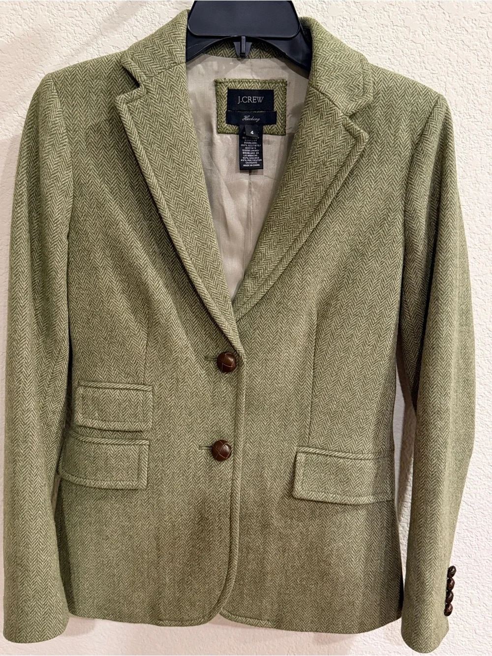 J. Crew Olive Hacking 100% wool Blazer